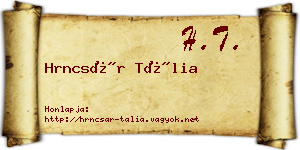 Hrncsár Tália névjegykártya